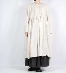画像2: maison de soil 80s ORGANIC COTTON SMALL CHECK&VOILE PLAIN(OVER DYE) CREW NECK BUTTON SHIRT MAXI DRESS WITH PINTUCK 2色 (2)
