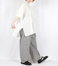画像17: SOIL 80s COTTON VOILE PLAIN BANDED COLLAR S/SL PINTUCK SHIRT 2色 (17)