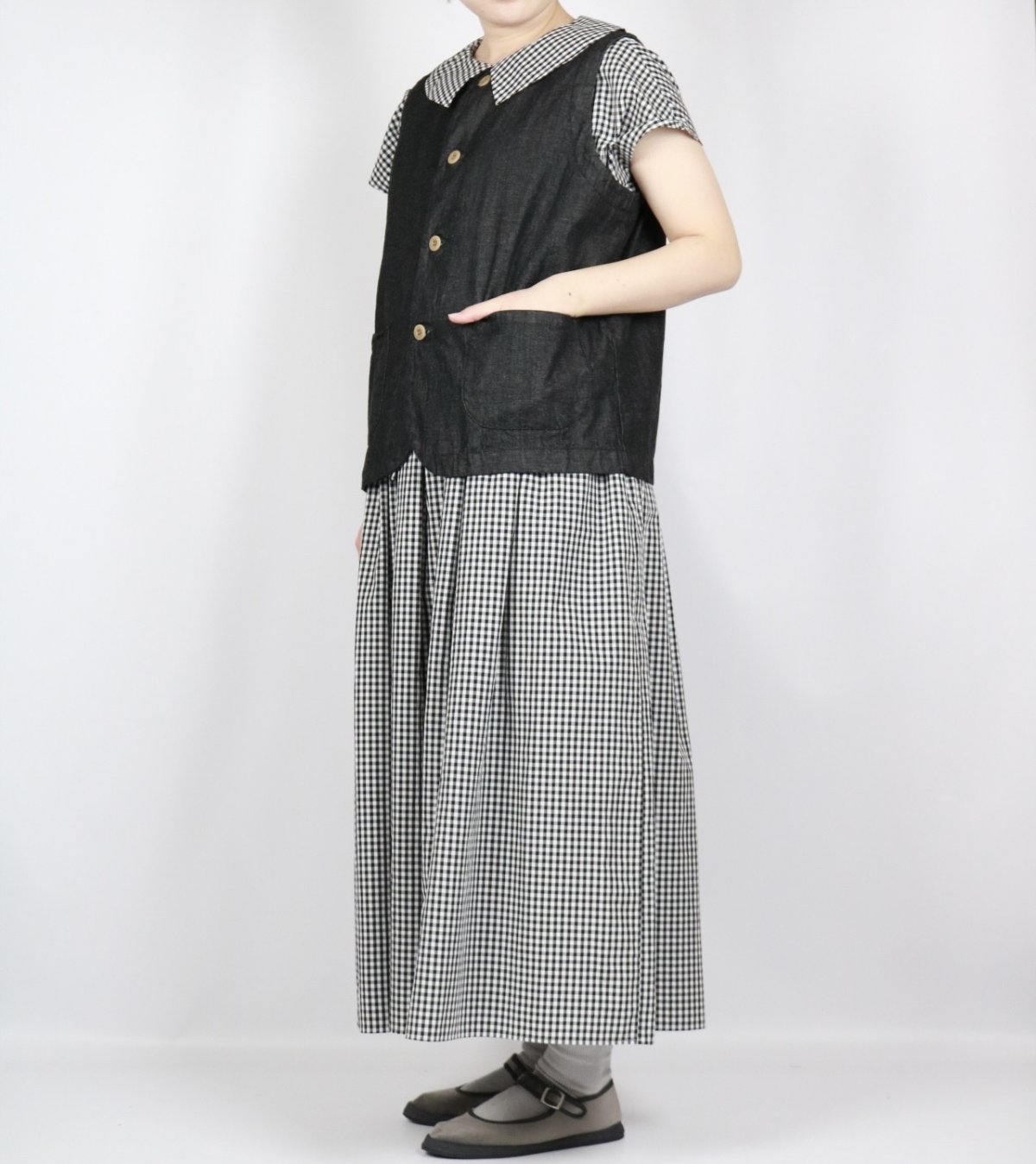 画像30: NARU 8ozムラデニムフロントボタンベスト　4色 (30)