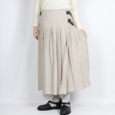 画像1: O'neil of dublin    IRISH LINEN LOW WAIST PLEATS WRAP SKIRT 80cm (WITH PIN)80丈　STONE BEIGE (1)