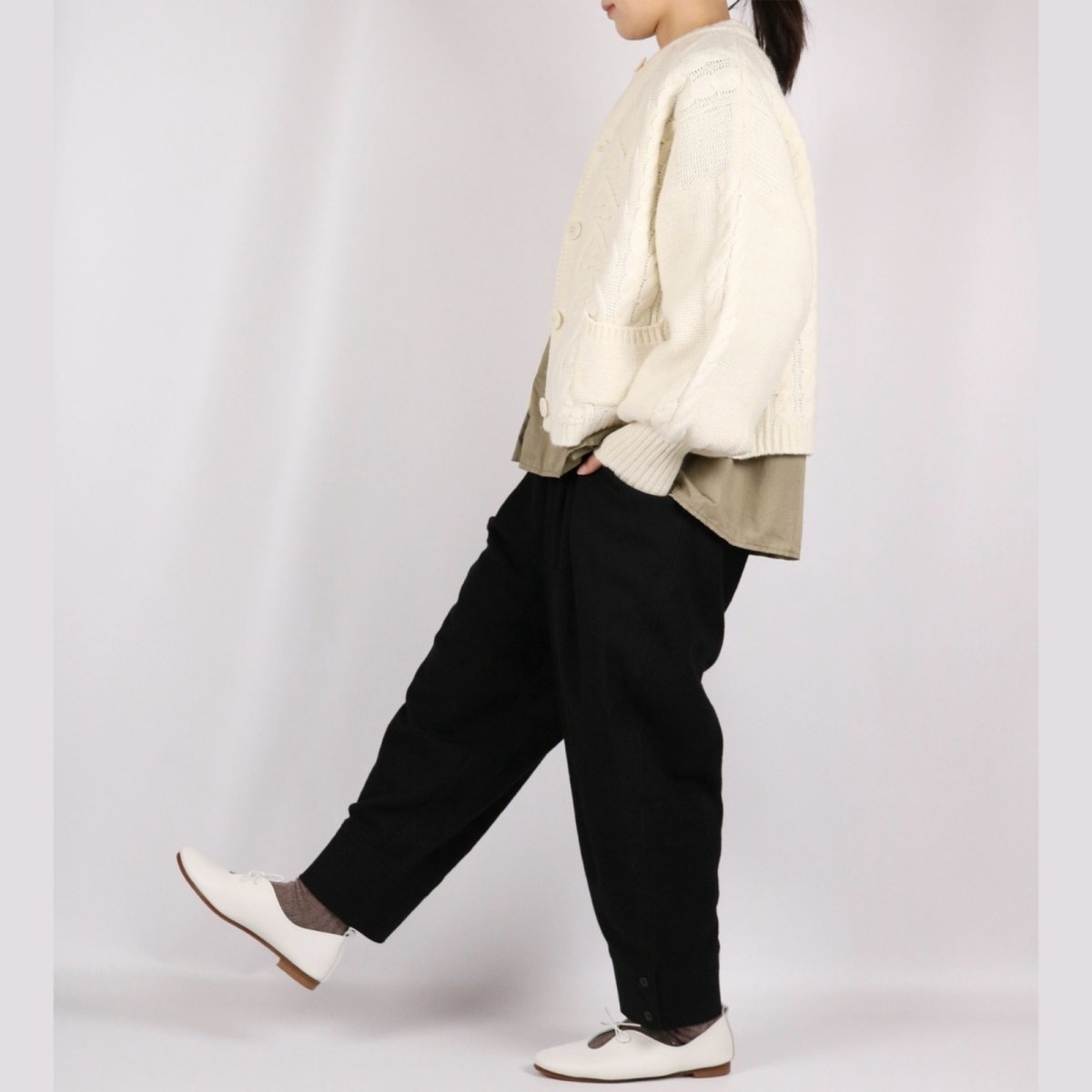 画像13: LABORATORY ボリュームスリーブアランニットカーディガン  2色 (13)