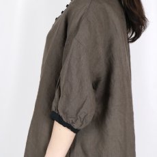 画像12: blue willow リネン平織り配色ブラウス 3色 (12)