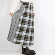 画像2: O'NEIL OF DUBLIN　IRISH LINEN PATCHWORK LOW WAIST PLEATS WRAP SKIRT LENGTH 80cm (WITH PIN)　2色 (2)