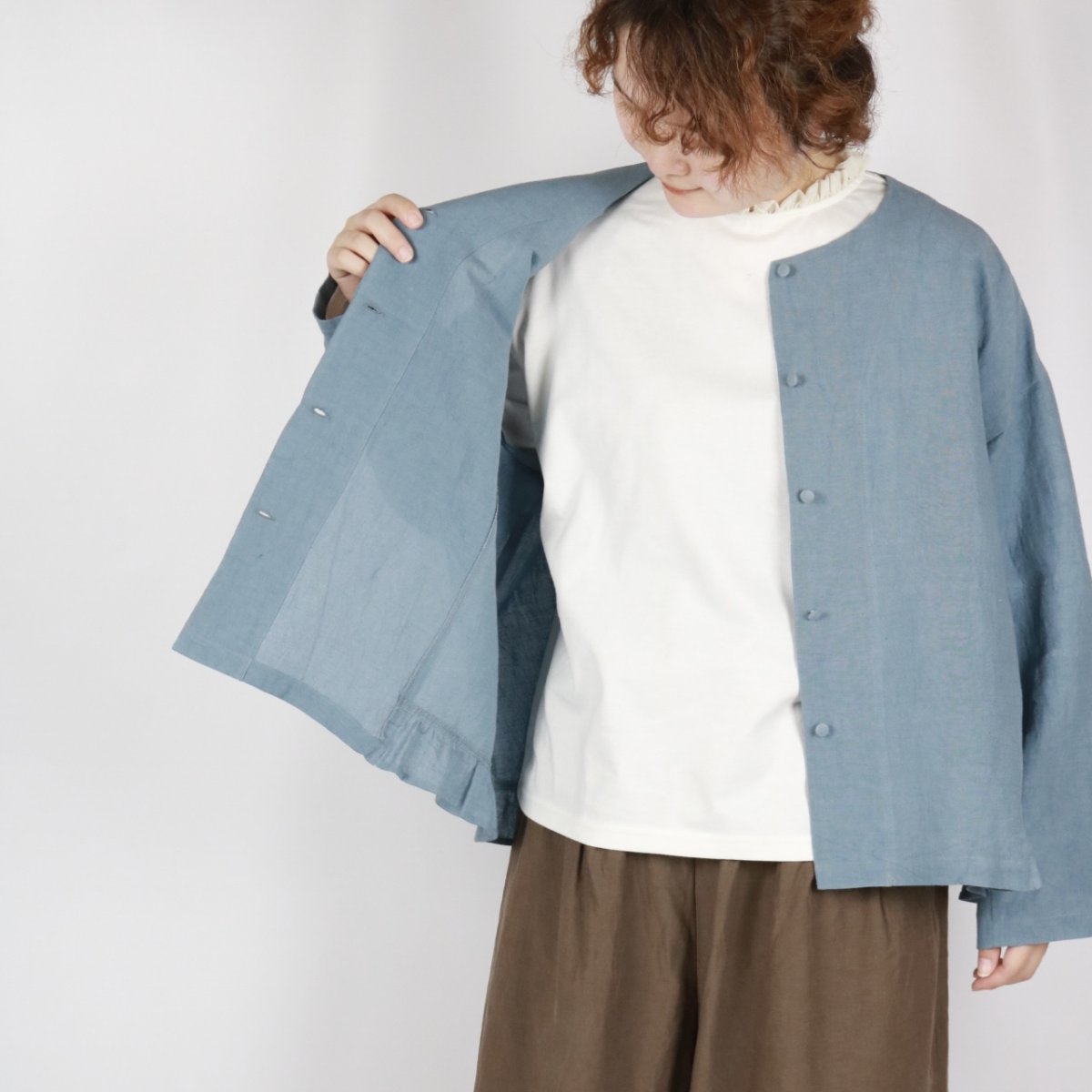 画像10: nachukara 綿麻ワッシャーフリルシャツジャケット 3色 (10)
