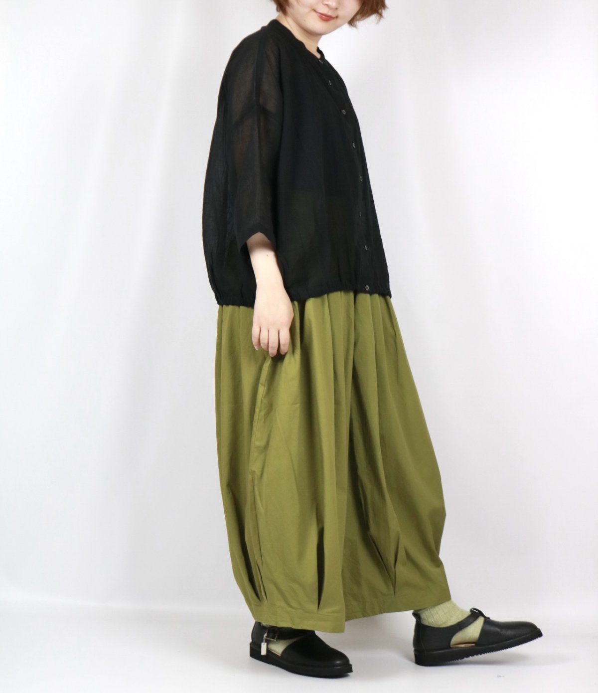 画像26: nachukara ワッシャーボイル裾ゴムシャツ 3色 (26)