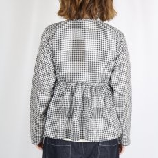 画像3: maison de soil  HANDWOVEN COTTON/SILK GINGHAM CHECK FRILL CASHE COUER  2色 (3)