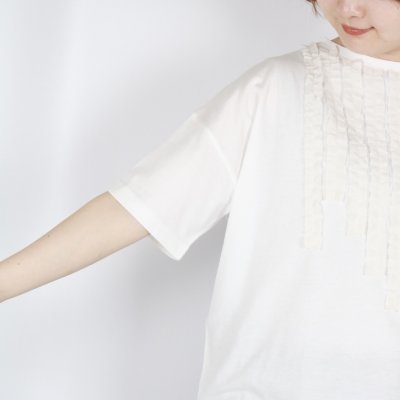 画像1: nachukara ナチュラル天竺フリルTシャツ 2色