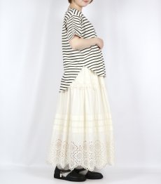 画像7: tumugu スープレコットン ボーダー天竺 裾ラウンド 半袖ロングT 2色 (7)