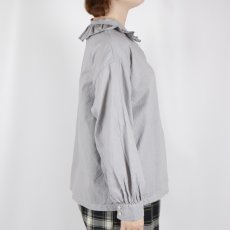 画像23: tukuroi 　製品染め 綿麻平織 フリル スタンドカラー シャツ　3色 (23)