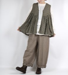 画像6: maison de soil 80s COTTON VOILE FLOWER BLOCK PRINT RAJASTHAN TUCK GATHERED V-NECK NO/SL SHIRT 2色 (6)