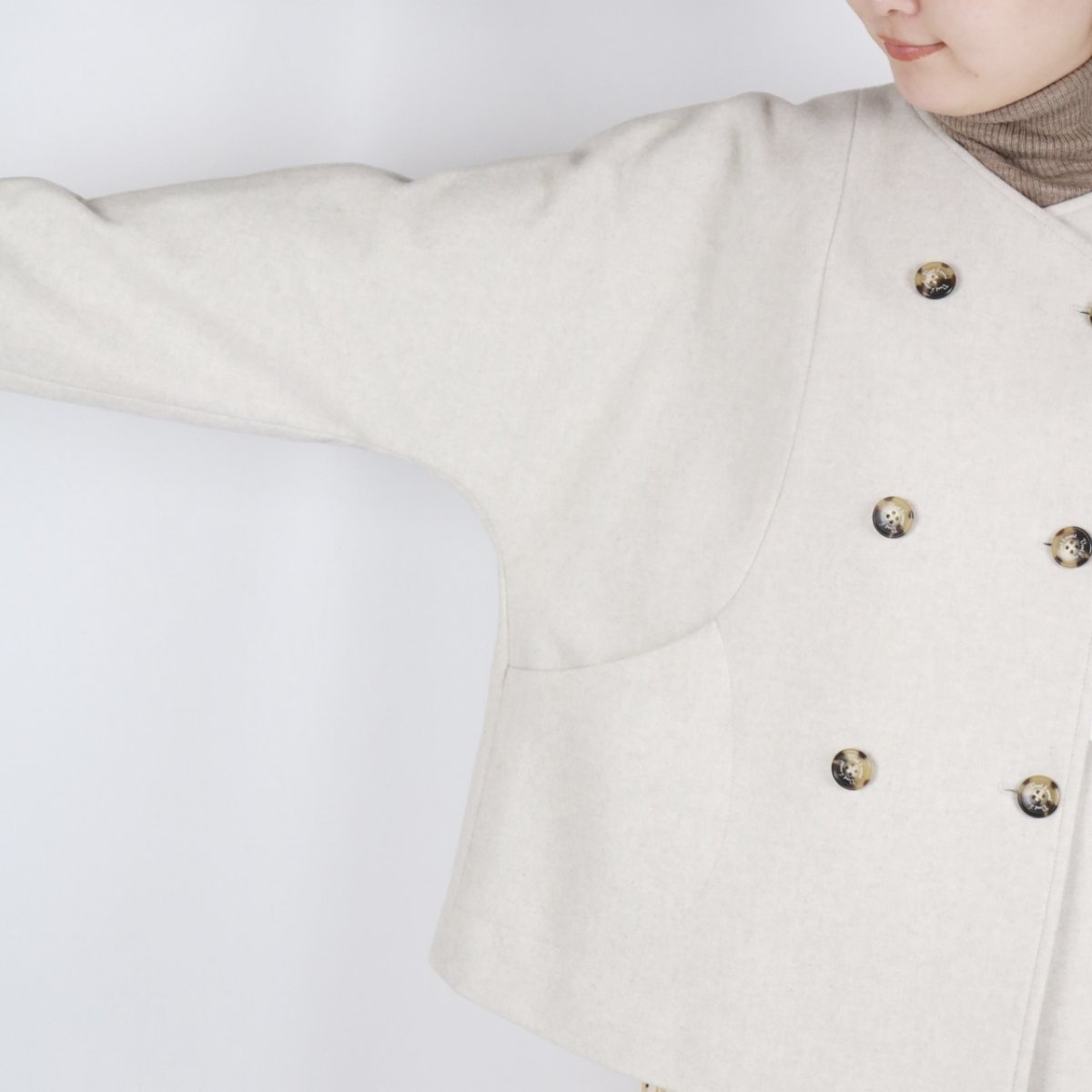 画像10: Vent d'ouest ロイヤルジーロンウールメルトンノーカラージャケット 2色 (10)