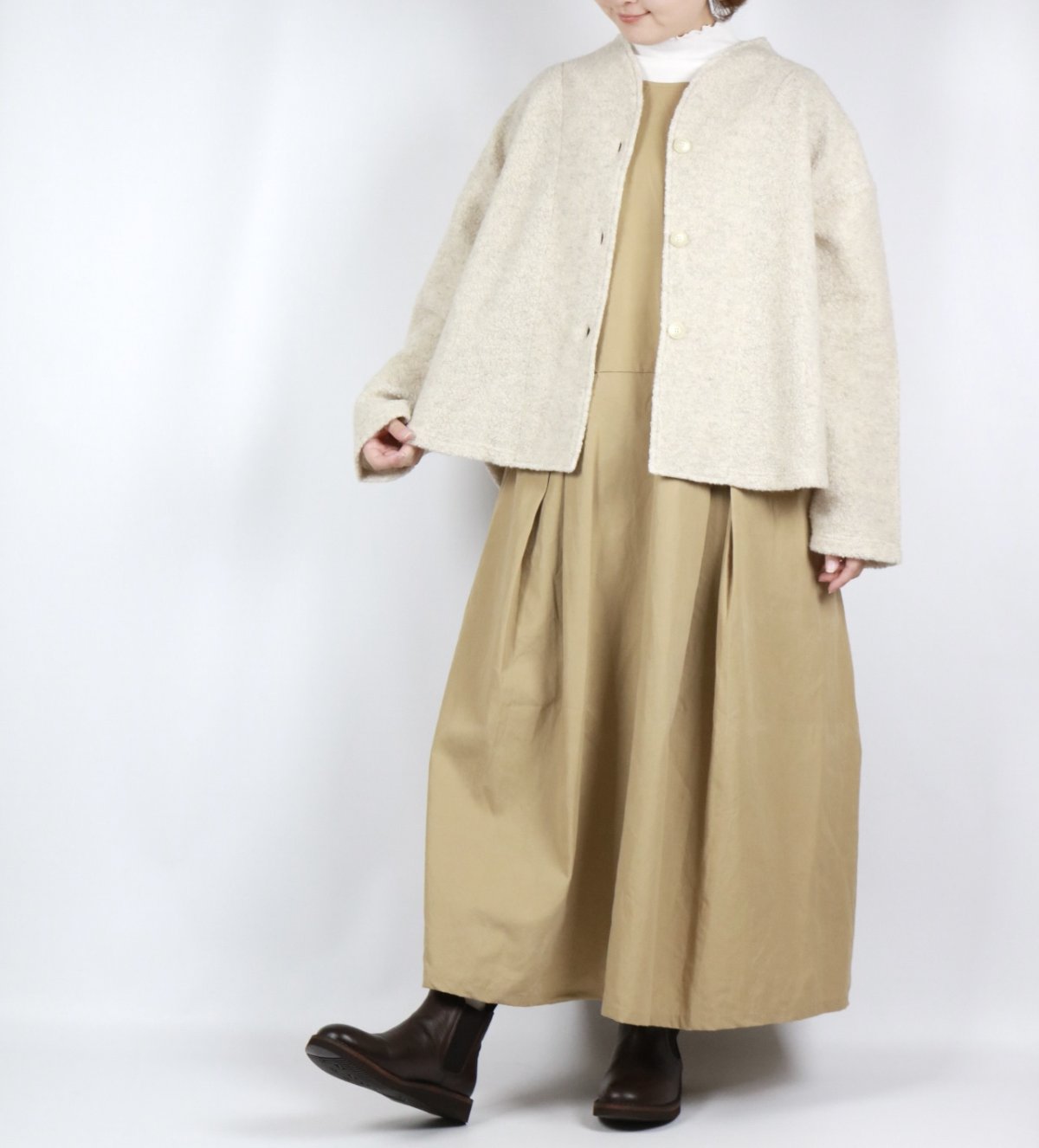 画像5: nachukara シープボアソフトVネックカーディガン　3色 (5)