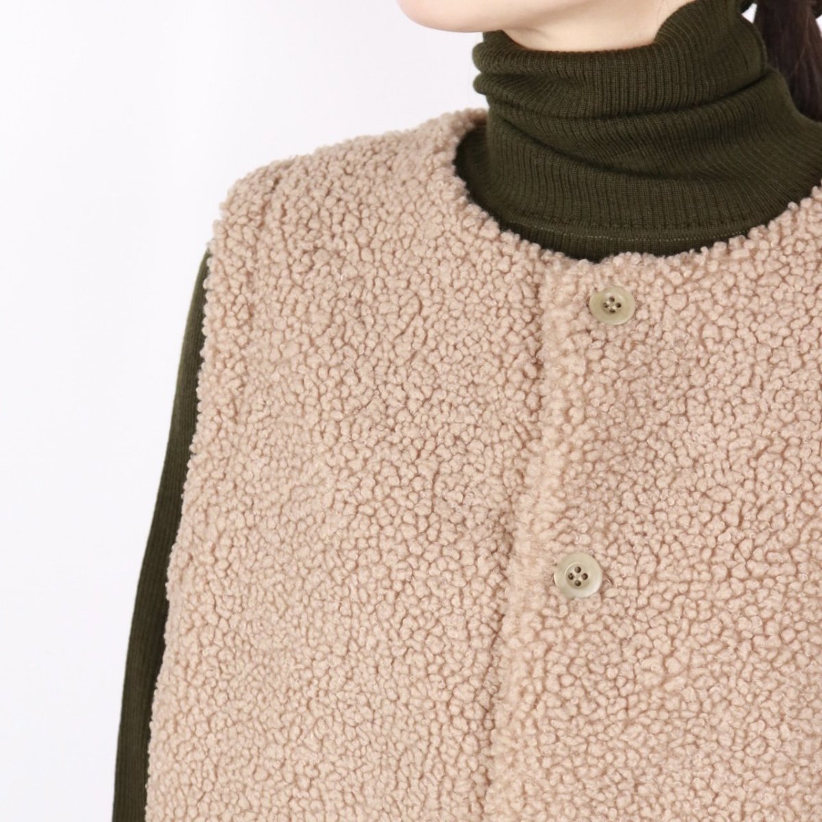 画像16: NARU   もこもこプードルパイル ショートベスト  3色 (16)