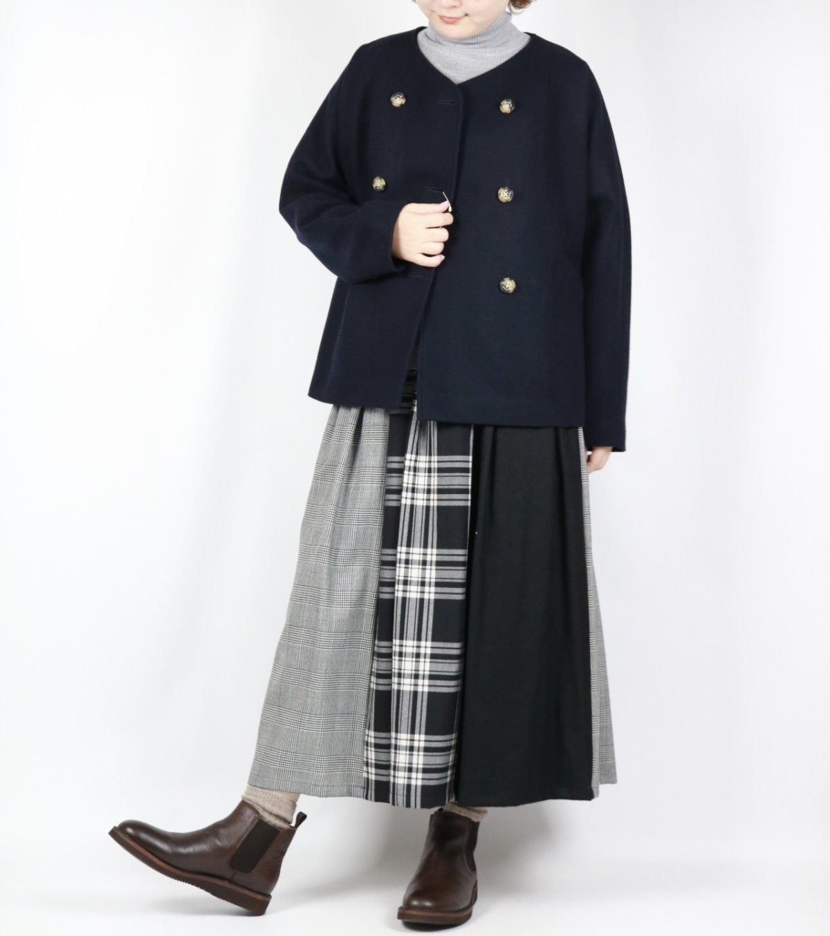 画像24: Vent d'ouest ロイヤルジーロンウールメルトンノーカラージャケット 2色 (24)