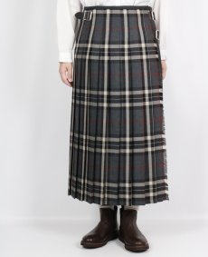 画像18: O'NEIL OF DUBLIN  WORSTED WOOL PATCHWORK LOW WAIST PLEATS WRAP SKIRT LENGTH 80cm (WITH PIN)  2柄 (18)