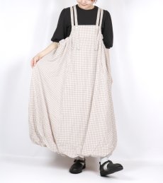 画像15: tumugu:　シャーリングチェック バルーンキャミワンピース　2色  (15)
