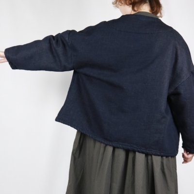 画像1:   NARU  ムラデニム裏起毛 ノッチジャケット　インディゴ