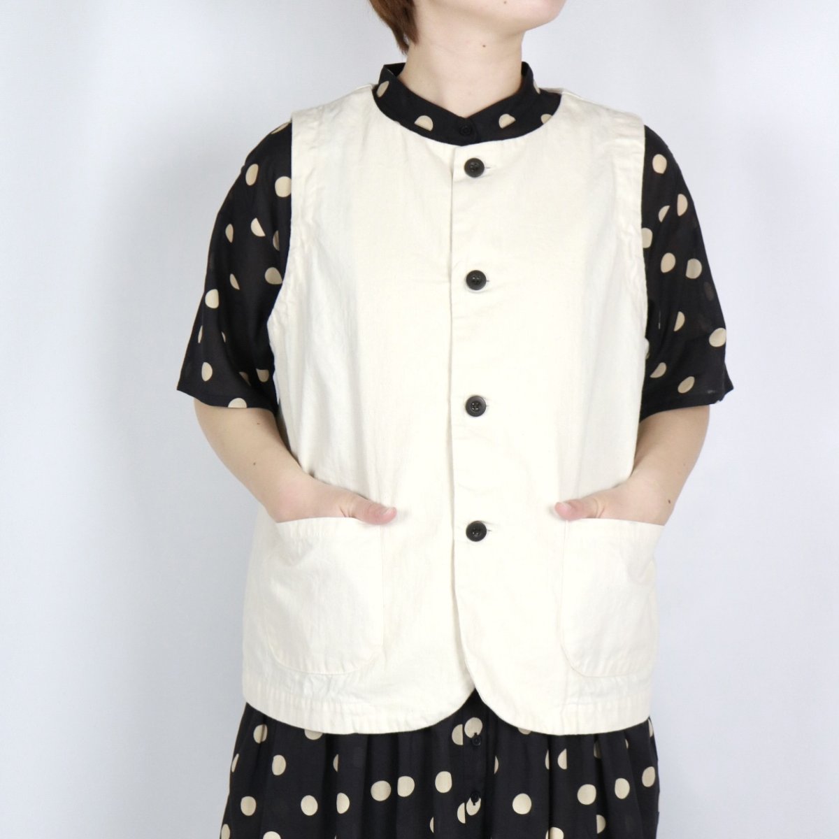 画像27: NARU 8ozムラデニムフロントボタンベスト　4色 (27)