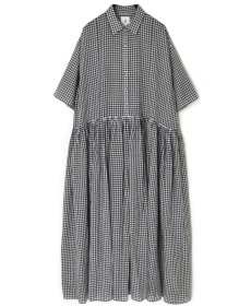 画像19: maison de soil HANDWOVEN COTTON/SILK GINGHAM CHECK REGULAR COLLAR DRESS WITH RAJASTHAN TUCK GATHERER 2色 (19)