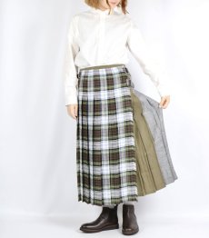 画像5: O'NEIL OF DUBLIN　IRISH LINEN PATCHWORK LOW WAIST PLEATS WRAP SKIRT LENGTH 80cm (WITH PIN)　2色 (5)