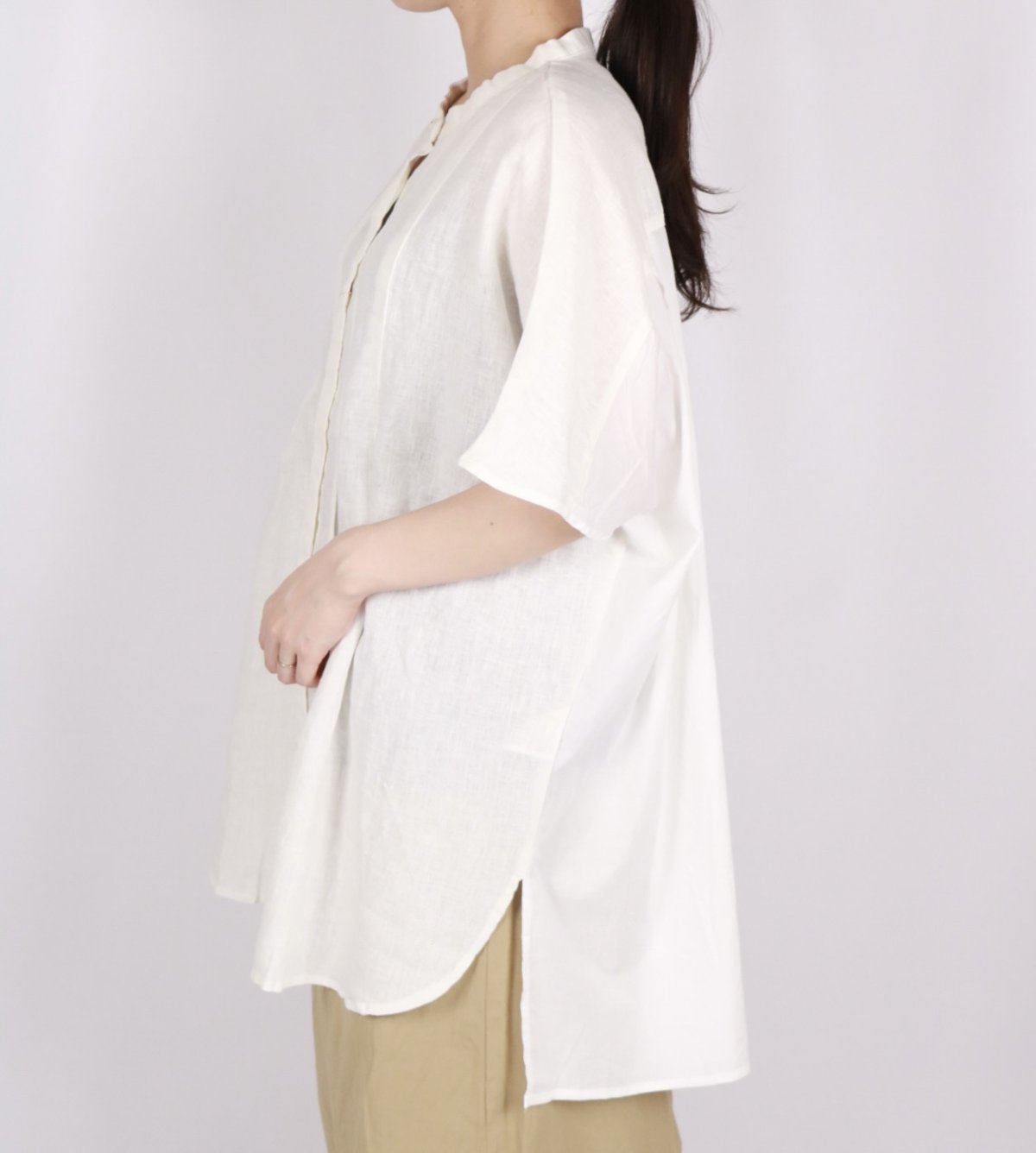 画像14: blue willow  リネン後ろ別布切り替え チュニック　2色 (14)