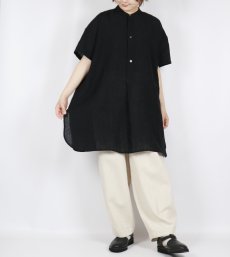 画像15:  SOIL 60s LINEN PLAIN BANDED COLLAR 3/4SL TUNIC 2色 (15)