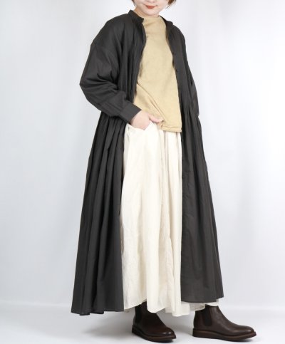 画像2: maison de soil 60s ORGANIC CAMBRIC PLAIN BANDED COLLAR DRESS WITH MINI PINTUCK 2色