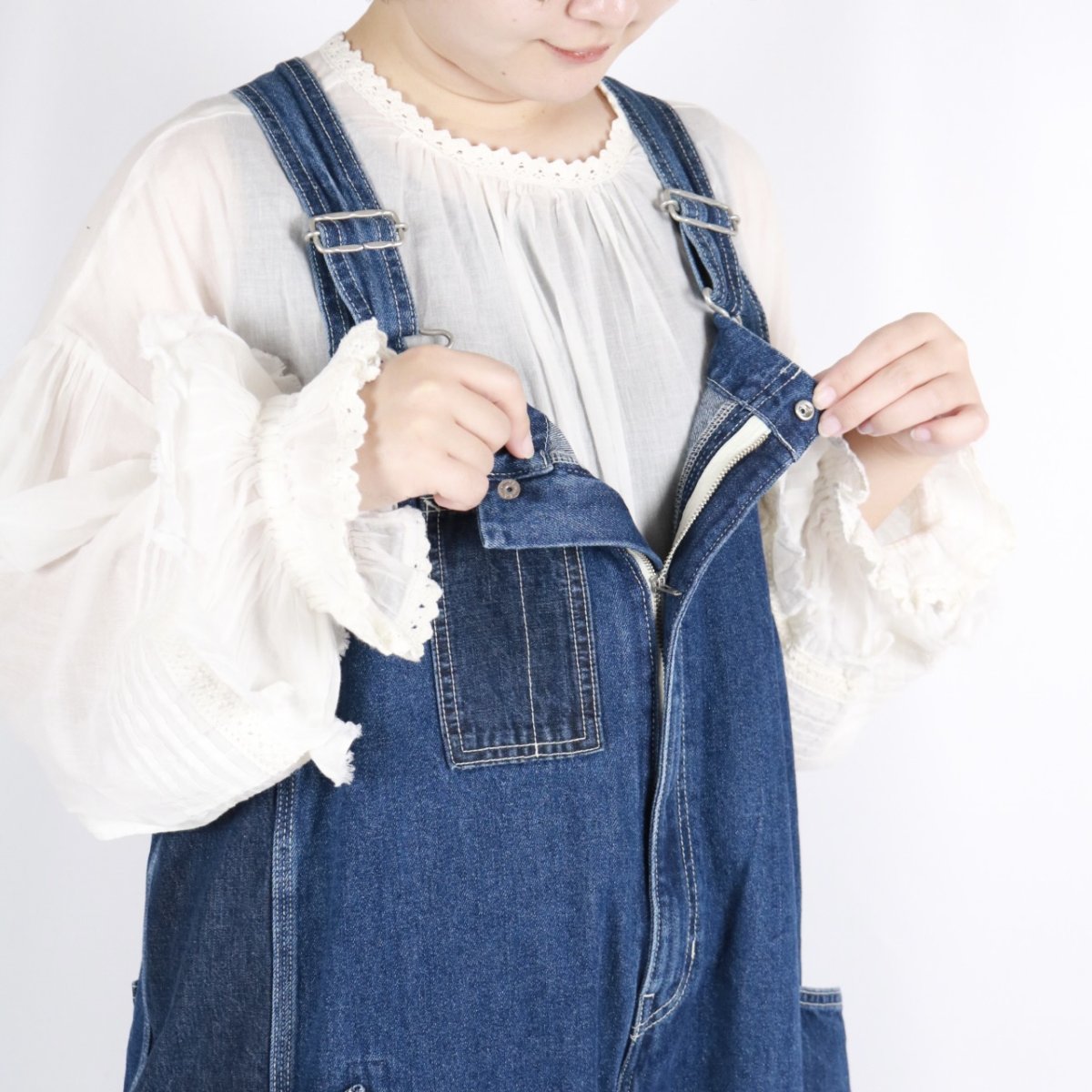 画像13: tumugu: 10ozデニムサロペット FADE BLUE (13)