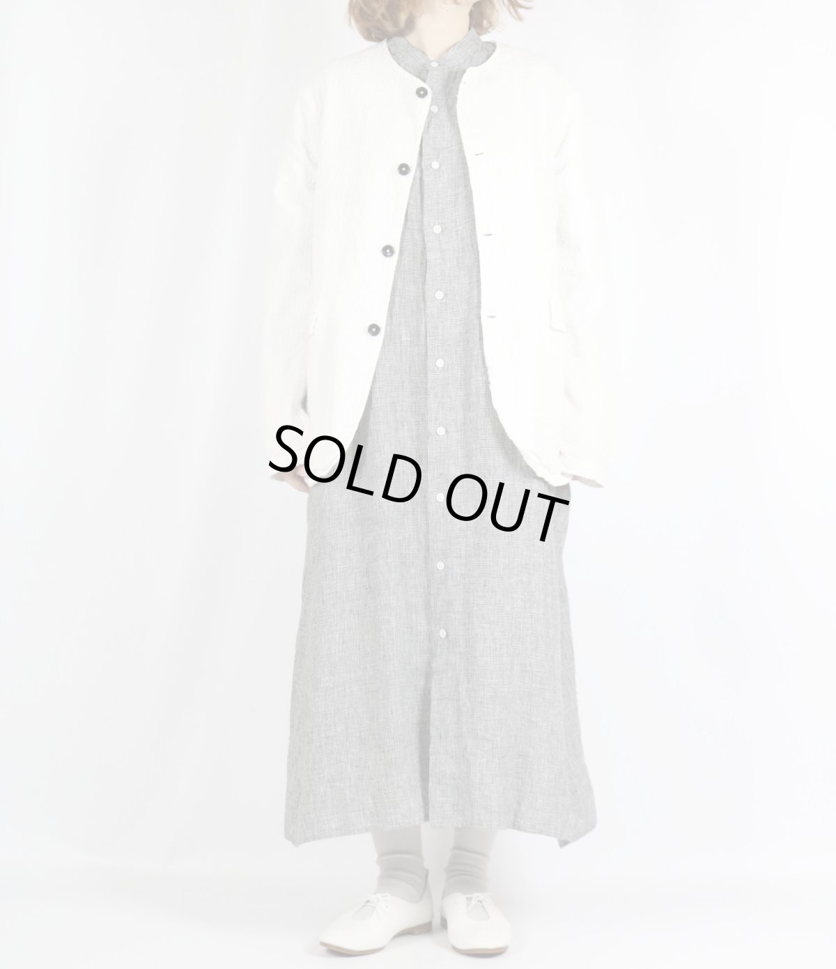 画像28: Vas-y Lentement　SEERSUCKER PLAIN OVERDYE SIDE VENTS NO COLLAR JACKET　2色 (28)
