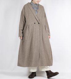 画像4: bluewillow コットン平織り無地起毛ショールカラーコートワンピース 2色 (4)