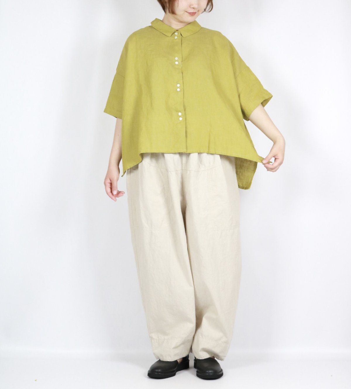 画像19: blue willow リネンボタンシャツ　2色 (19)