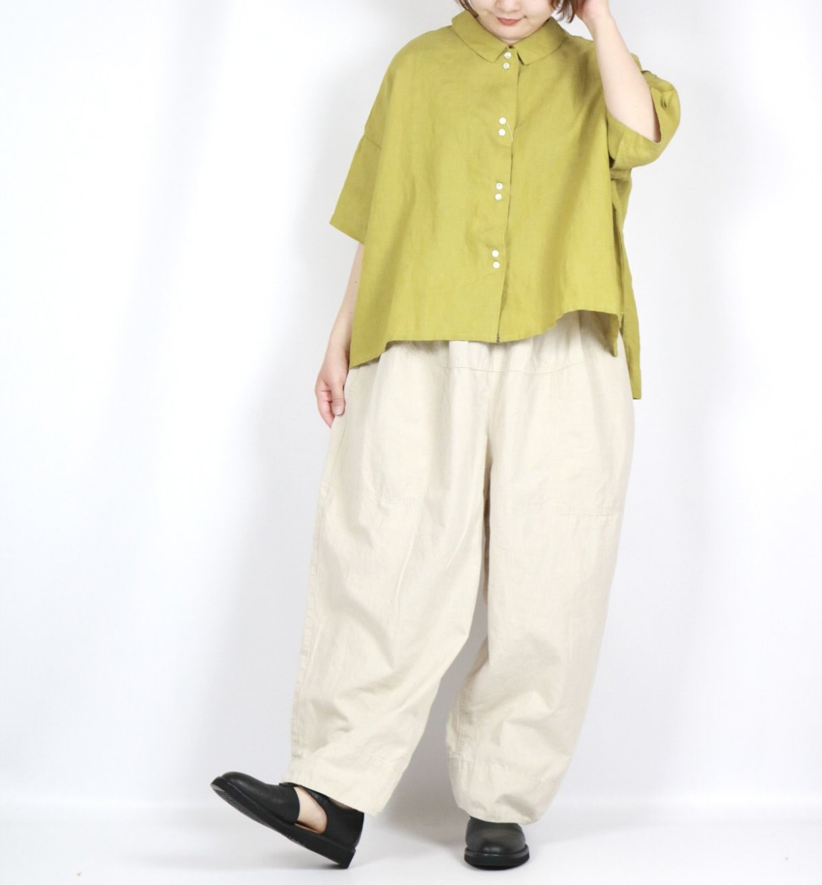 画像18: blue willow リネンボタンシャツ　2色 (18)