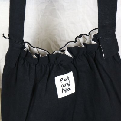 画像1: pot and tea　リネン小花刺繡バッグ　2色