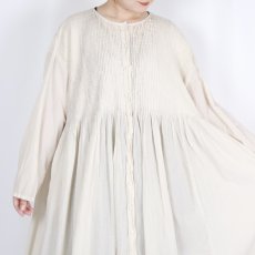 画像6: maison de soil 80s ORGANIC COTTON SMALL CHECK&VOILE PLAIN(OVER DYE) CREW NECK BUTTON SHIRT MAXI DRESS WITH PINTUCK 2色 (6)