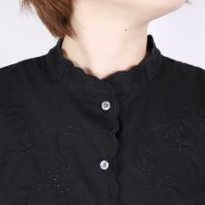 画像22: SOIL 60s POPLIN PLAIN WITH CUT WORK EMBROIDERY MAO COLLAR S/SL SHIRT 2色 (22)