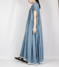 画像12: maison de soil  80s VOILE TRIANGLE BLOCK PRINT BANDED COLLAR FRENCH/SL DRESS WITH PINTUCK 2色2サイズ (12)
