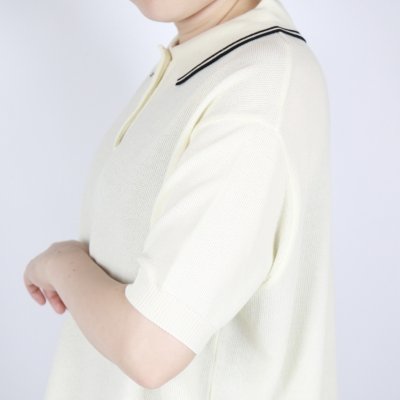 画像3: NARU  スノーコットン ラインポロ衿ニット