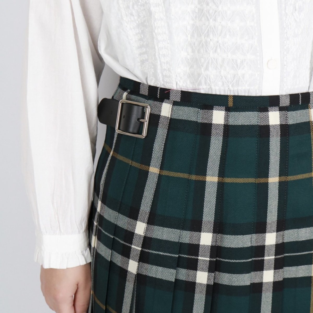 画像44:  O'NEIL OF DUBLIN WORSTED WOOL LOW WAIST PLEATS WRAP SKIRT LENGTH 80cm (WITH PIN) 4色 (44)