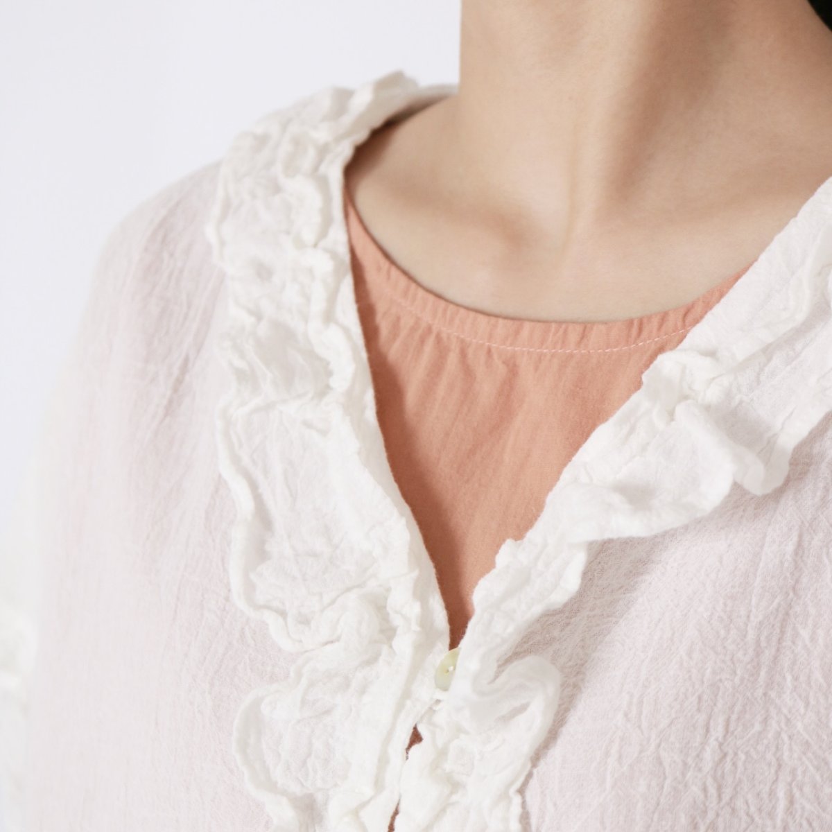 画像26: tumugu: コットンリネン先染めボイルワッシャー ベスト　3色 (26)