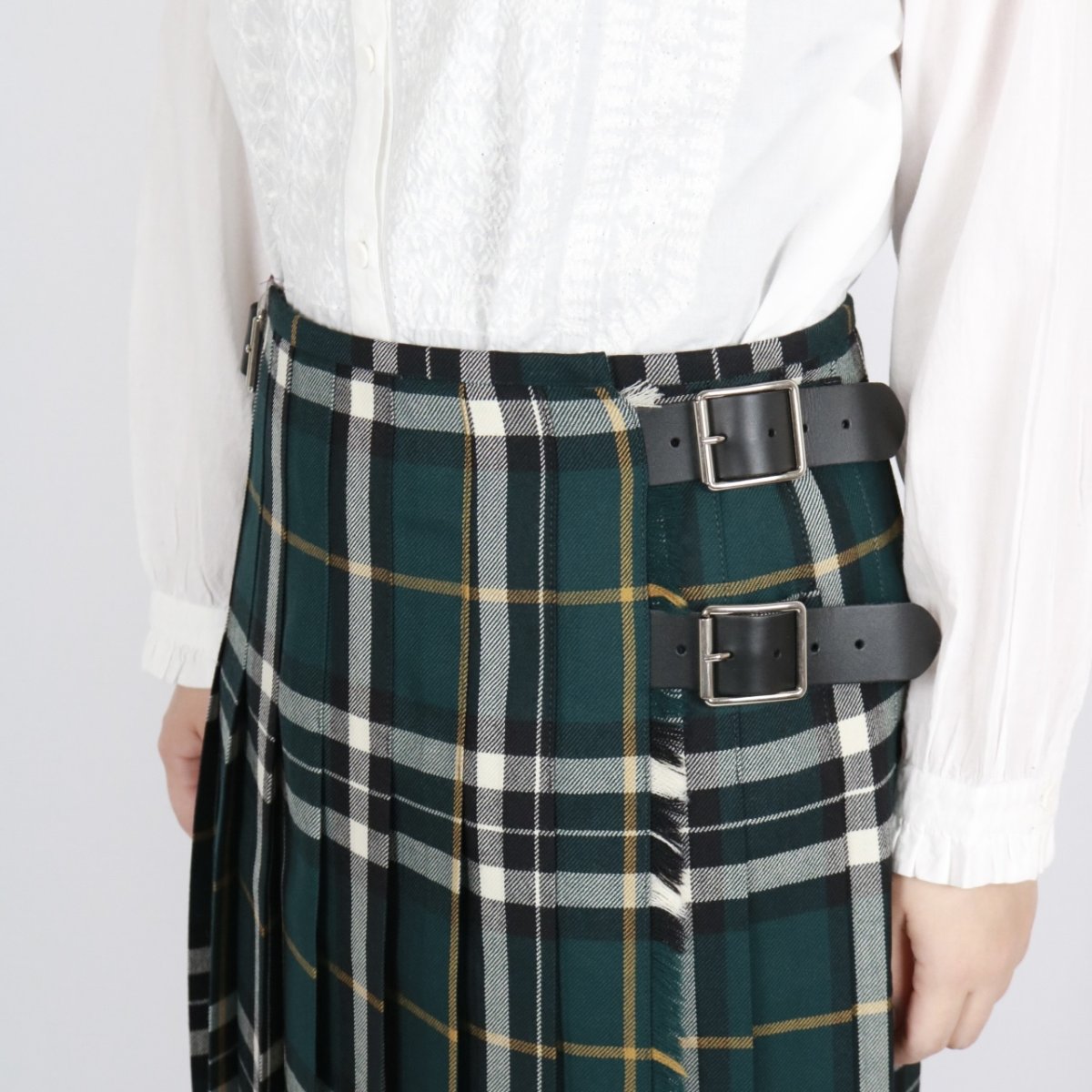 画像45:  O'NEIL OF DUBLIN WORSTED WOOL LOW WAIST PLEATS WRAP SKIRT LENGTH 80cm (WITH PIN) 4色 (45)