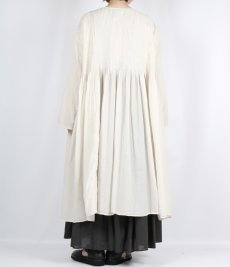 画像4: maison de soil 80s ORGANIC COTTON SMALL CHECK&VOILE PLAIN(OVER DYE) CREW NECK BUTTON SHIRT MAXI DRESS WITH PINTUCK 2色 (4)