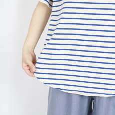 画像24: tumugu スープレコットン ボーダー天竺 裾ラウンド 半袖ロングT 2色 (24)