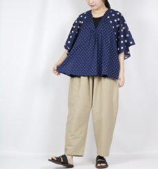 画像14: SOIL  VOILE DOT PRINT(PATCHWORK) V-NECK FRARED SLEEVE PULLOVER  2色 (14)