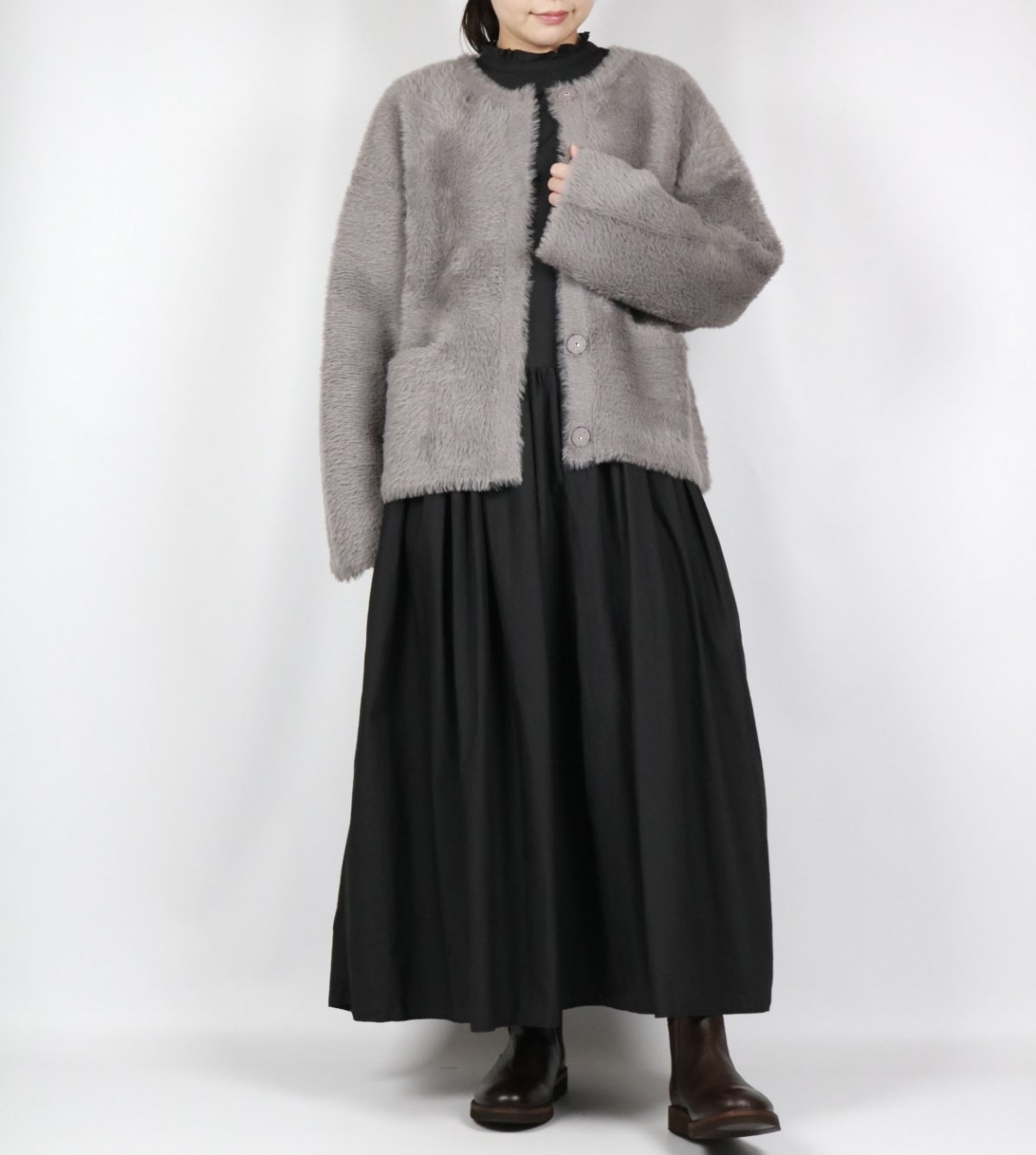 画像19: sosotto  フェイクファーニットカーデ   2色 (19)