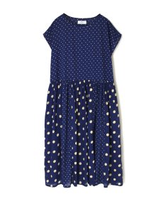 画像15: SOIL  80s COTTON VOILE DOT PRINT(PATCHWORK) BOAT NECK DRESS  (15)