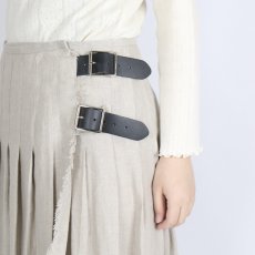 画像6: O'neil of dublin    IRISH LINEN LOW WAIST PLEATS WRAP SKIRT 80cm (WITH PIN)80丈　STONE BEIGE (6)