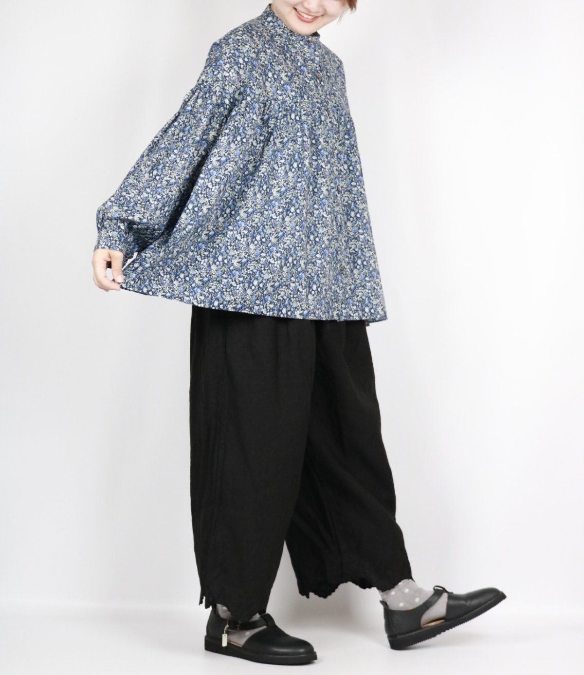 画像22: DIARIES  フラワープリント バンドカラーシャツ   2色 (22)