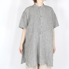 画像1: SOIL  60s LINEN CHECK BANDED COLLAR 3/4SL TUNIC (1)