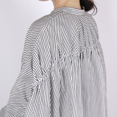 画像7: DIARIES   バック‪ギャザー ワイドシャツ  BLACK STRIPE (7)
