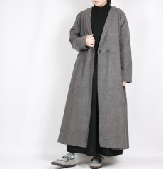 画像31: bluewillow コットンリネン平織り無地 スタンドフリルワンピース 2色 (31)